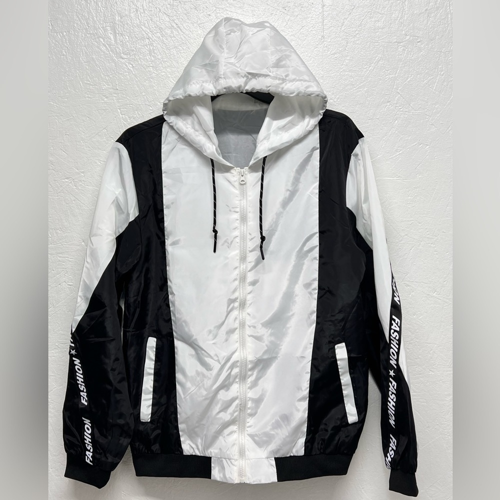 𝅺MENS Lightweight Zip Up Windbreaker Hooded Jacket-Size L